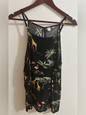 Old Navy Black Tropical Animal Print Tank Top